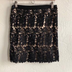 Willi Smith✨Black Lace Crochet Pencil Skirt